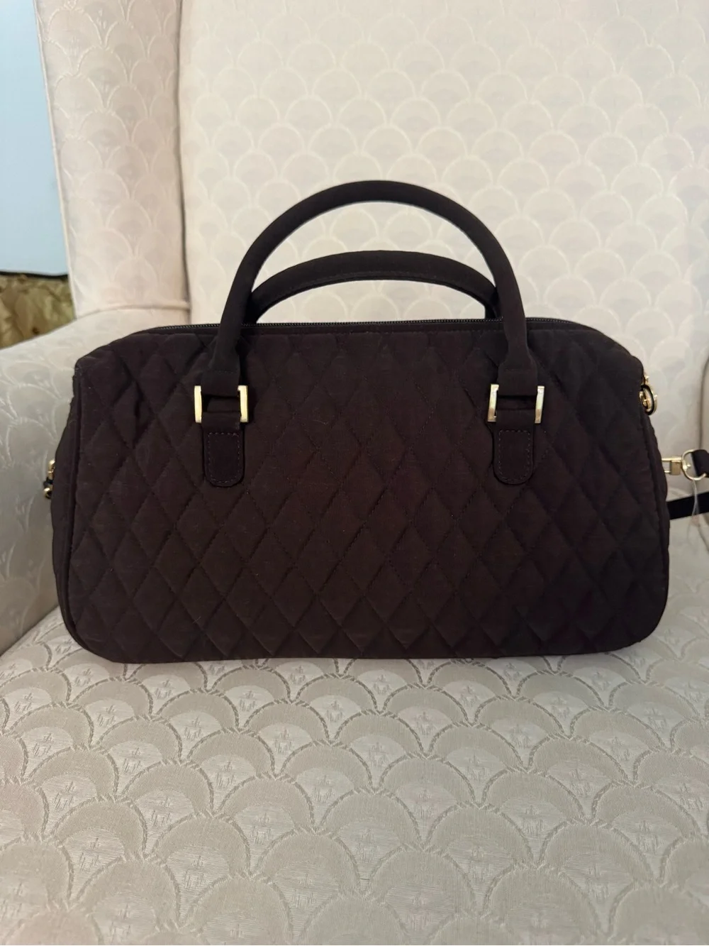 Vera Bradley Boston Bag Expresso Quilted Brown Satchel shoulder bag NWT